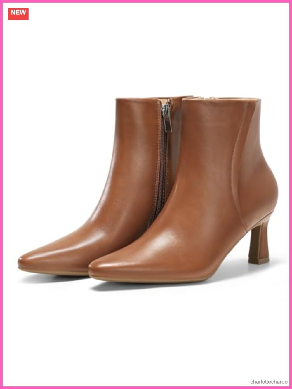 Women's Kitten Heel Ankle Boots Pointed Toe Side Zipper PU Leather Dress Shoes
